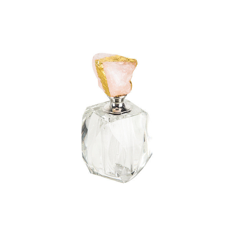 Crystal Natural Agate Perfume Bottle – Elegant Electroplated Design