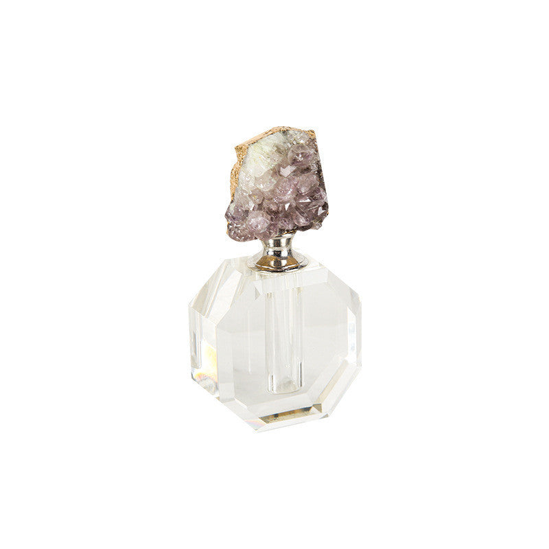 Crystal Natural Agate Perfume Bottle – Elegant Electroplated Design